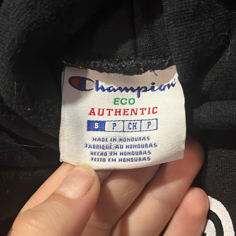 Very soft champion hoodie only problem is the one letter is wearing out.